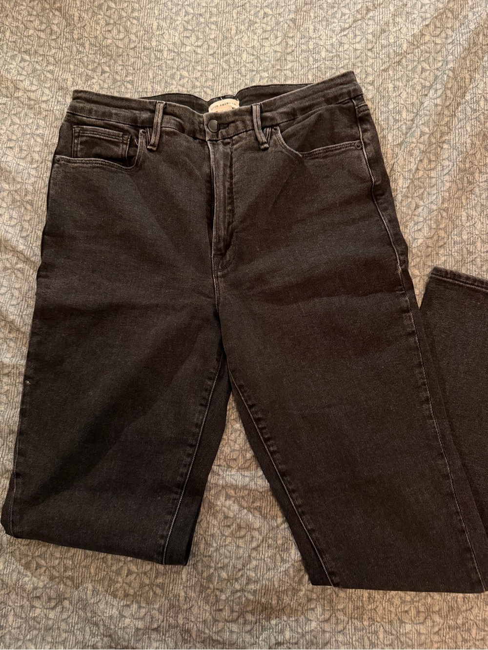 Good American Black High-Rise Straight Jeans
